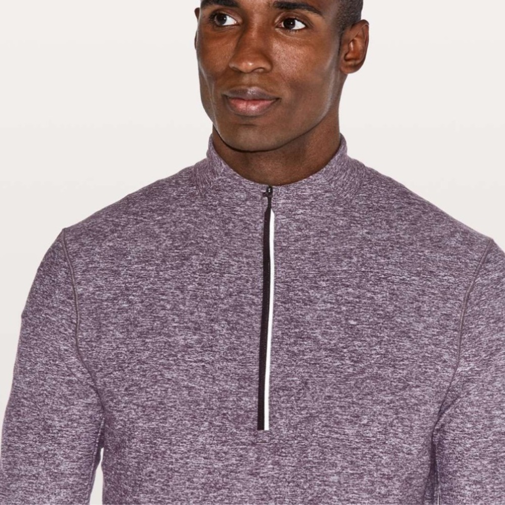 lululemon Men’s Surge Warm 1/2 Zip Long Sleeve Heather Black Cherry XL